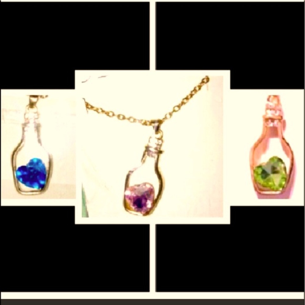 3pc Beautiful Gold Tone Drift Bottle Necklaces